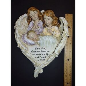 Joseph's Studio by Roman 2008 Heart Shaped Baby w/ Angel Wings Wall Plaque‎ Rare